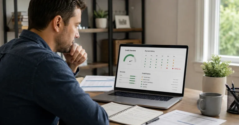 Person reviewing a credit report after an account reached 120 days late