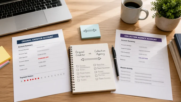 Original creditor account and collection agency account documents