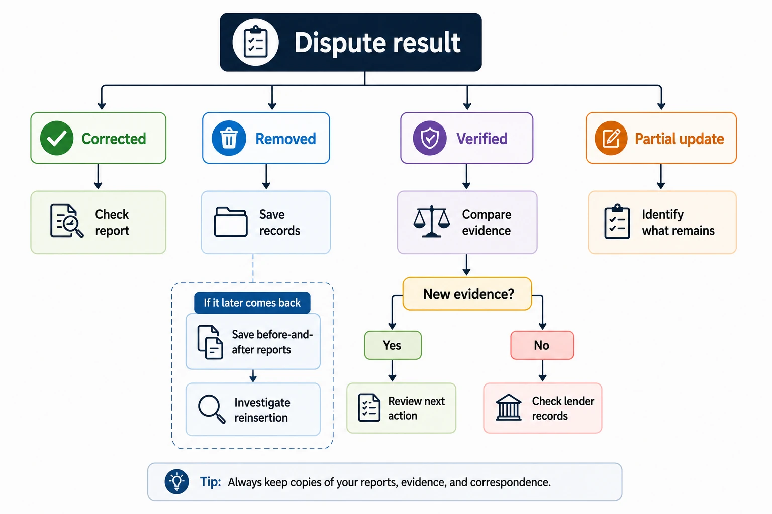 Decision tree for what to do after a late payment dispute