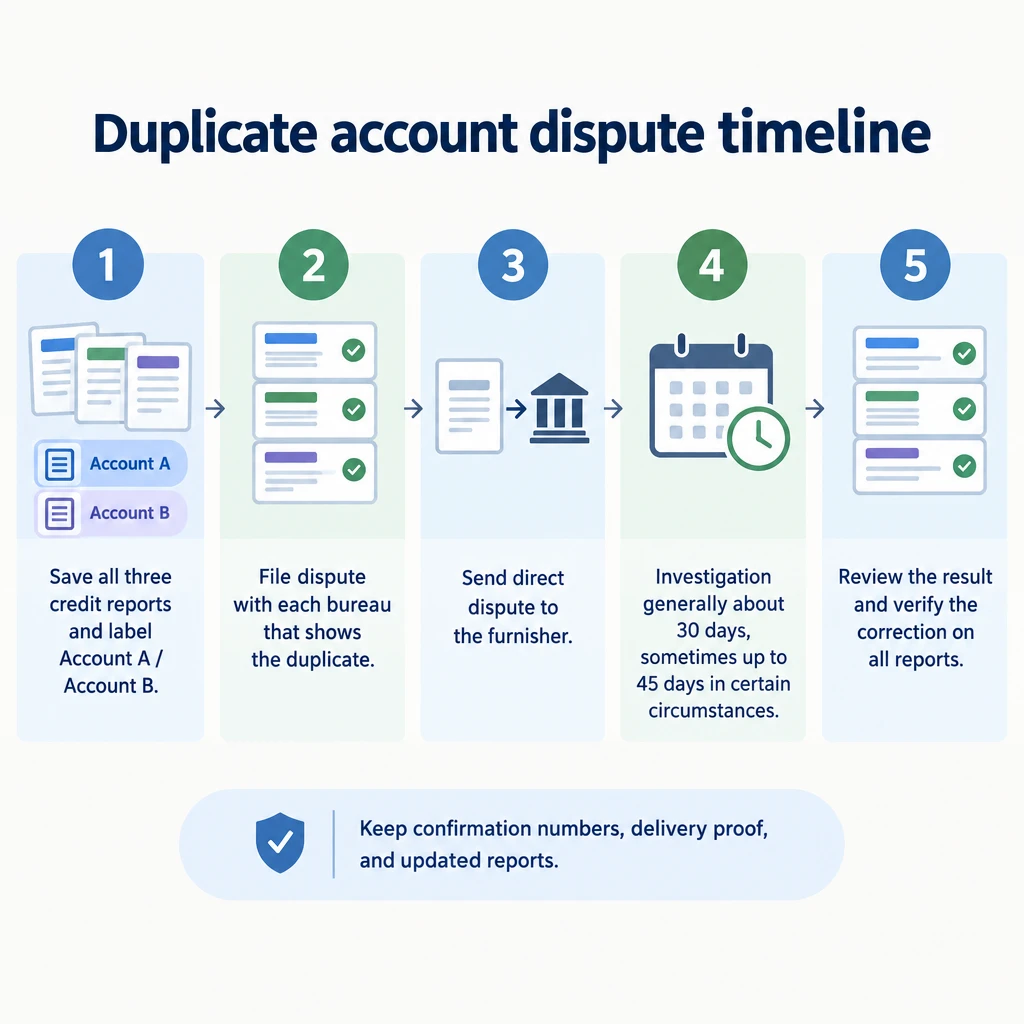 Duplicate account on credit report dispute timeline