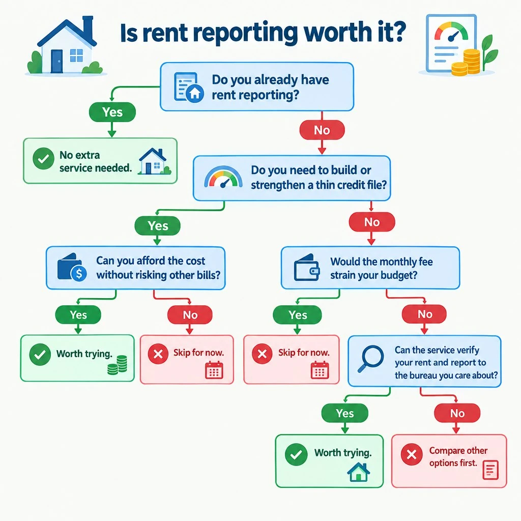 Decision tree for whether rent reporting may be worth it