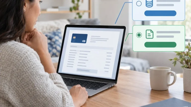 Person comparing minimum-payment and statement-balance credit card autopay options