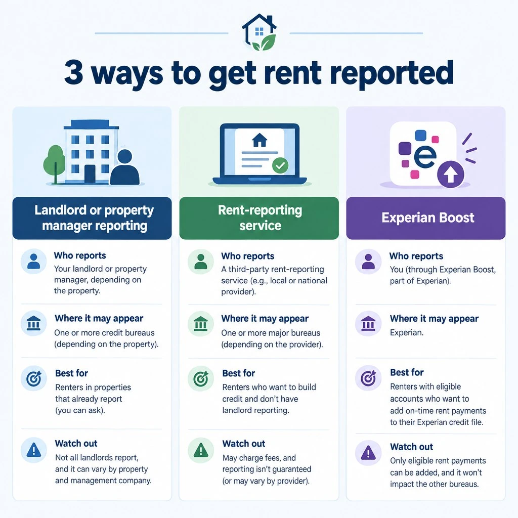 Rent reporting options comparison for building credit