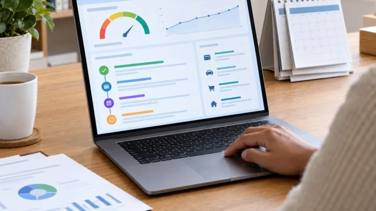 Credit report update timeline showing account balances and monthly reporting activity